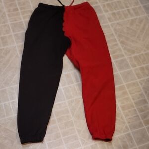 Two-Tone Black and Red Joggers, Sweat Pants